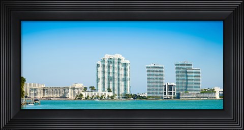 Framed Modern buildings at the waterfront, Miami, Florida, USA 2013 Print