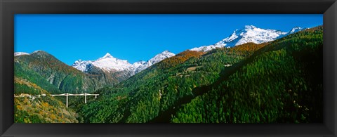 Framed Bridge at Simplon Pass road in autumn, Valais Canton, Switzerland Print