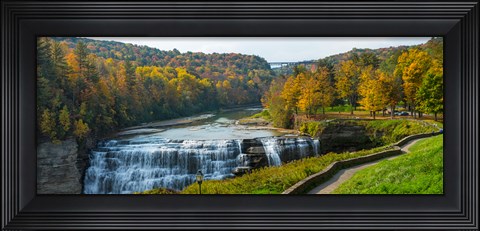Framed Middle Falls in autumn, Letchworth State Park, New York State Print
