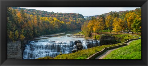 Framed Middle Falls in autumn, Letchworth State Park, New York State Print