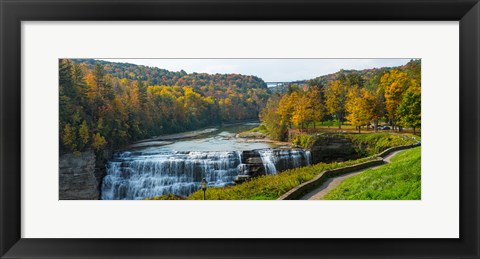 Framed Middle Falls in autumn, Letchworth State Park, New York State Print