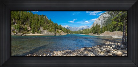 Framed River passing through a forest, Bow River, Banff National Park, Alberta, Canada Print