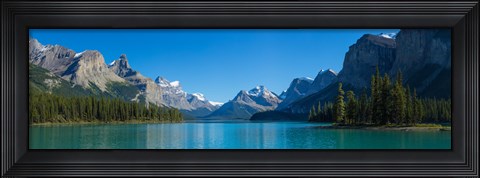 Framed Maligne Lake with Canadian Rockies in the background, Jasper National Park, Alberta, Canada Print