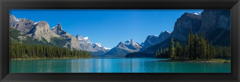 Framed Maligne Lake with Canadian Rockies in the background, Jasper National Park, Alberta, Canada Print