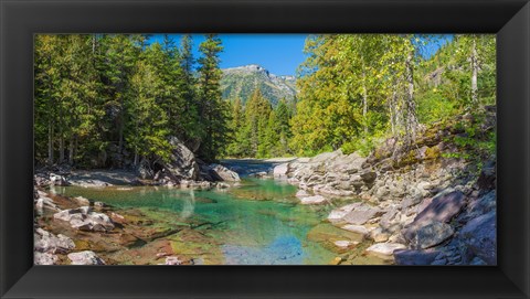 Framed McDonald Creek along Going-to-the-Sun Road at US Glacier National Park, Montana, USA Print