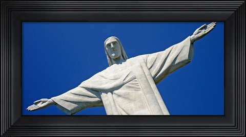 Framed Low angle view of the Christ The Redeemer, Corcovado, Rio De Janeiro, Brazil Print