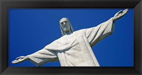 Framed Low angle view of the Christ The Redeemer, Corcovado, Rio De Janeiro, Brazil Print