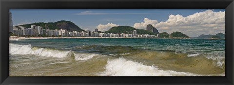 Framed Waves on Copacabana Beach with Sugarloaf Mountain in background, Rio De Janeiro, Brazil Print