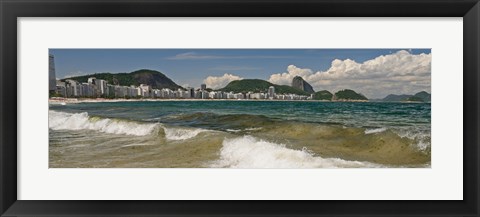 Framed Waves on Copacabana Beach with Sugarloaf Mountain in background, Rio De Janeiro, Brazil Print