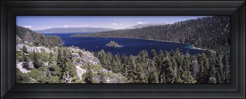 Framed High angle view of a lake with mountains in the background, Lake Tahoe, California, USA Print