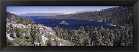 Framed High angle view of a lake with mountains in the background, Lake Tahoe, California, USA Print