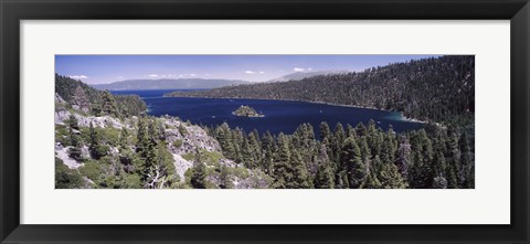 Framed High angle view of a lake with mountains in the background, Lake Tahoe, California, USA Print