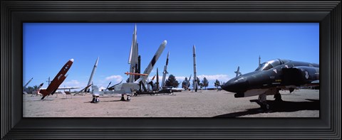 Framed Missile and military plane at a museum, White Sands Missile Range Museum, Alamogordo, New Mexico, USA Print