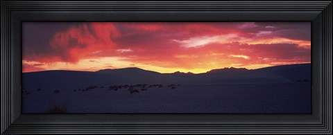 Framed Silhouette of a mountain range at dusk, White Sands National Monument, New Mexico Print