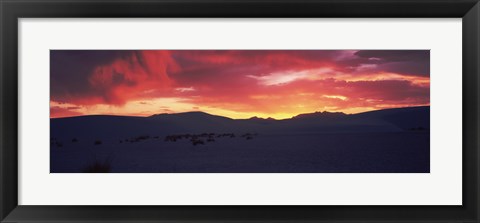 Framed Silhouette of a mountain range at dusk, White Sands National Monument, New Mexico Print