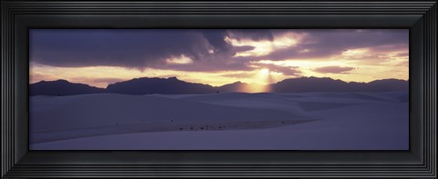 Framed Sand dunes in a desert at dusk, White Sands National Monument, New Mexico, USA Print