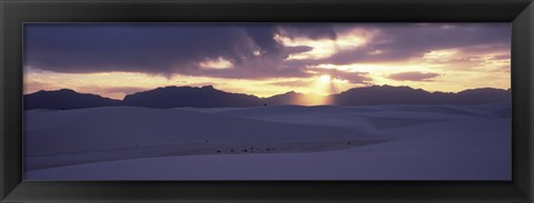 Framed Sand dunes in a desert at dusk, White Sands National Monument, New Mexico, USA Print