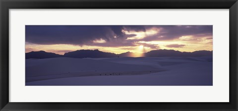 Framed Sand dunes in a desert at dusk, White Sands National Monument, New Mexico, USA Print