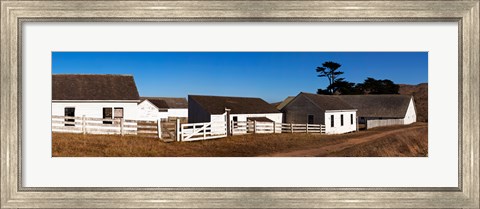 Framed Dairy buildings at Historic Pierce Point Ranch, Point Reyes National Seashore, Marin County, California, USA Print