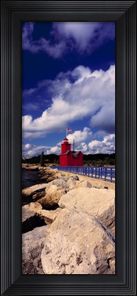 Framed Lighthouse at the coast, Big Red Lighthouse, Holland, Michigan, USA Print