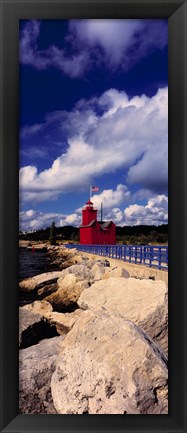 Framed Lighthouse at the coast, Big Red Lighthouse, Holland, Michigan, USA Print