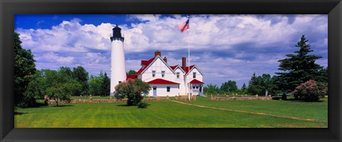 Framed Clouds over the Point Iroquois Lighthouse, Michigan, USA Print