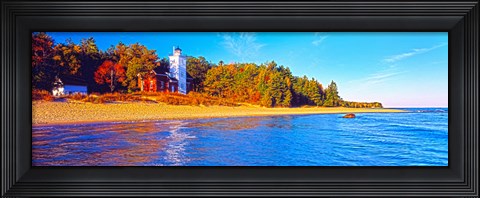 Framed Forty Mile Point Lighthouse on the beach, Michigan, USA Print