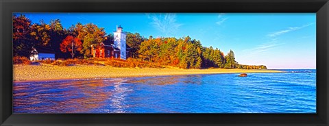 Framed Forty Mile Point Lighthouse on the beach, Michigan, USA Print
