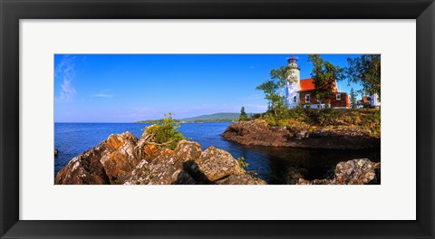 Framed Eagle Harbor Lighthouse at coast, Michigan, USA Print