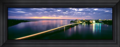 Framed Estero Boulevard at night, Fort Myers Beach, Estero Island, Lee County, Florida, USA Print