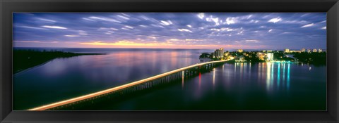 Framed Estero Boulevard at night, Fort Myers Beach, Estero Island, Lee County, Florida, USA Print