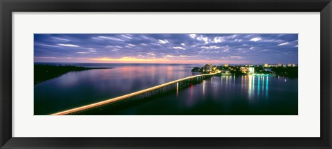 Framed Estero Boulevard at night, Fort Myers Beach, Estero Island, Lee County, Florida, USA Print