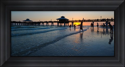 Framed Pier at sunset, Fort Myers Beach, Estero Island, Lee County, Florida, USA Print