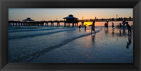 Framed Pier at sunset, Fort Myers Beach, Estero Island, Lee County, Florida, USA Print