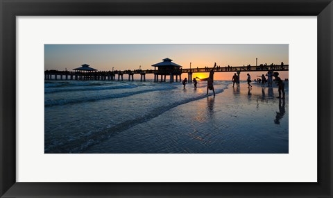 Framed Pier at sunset, Fort Myers Beach, Estero Island, Lee County, Florida, USA Print