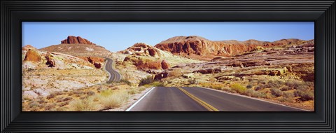 Framed Road passing through the Valley of Fire State Park, Nevada, USA Print