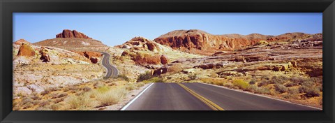 Framed Road passing through the Valley of Fire State Park, Nevada, USA Print