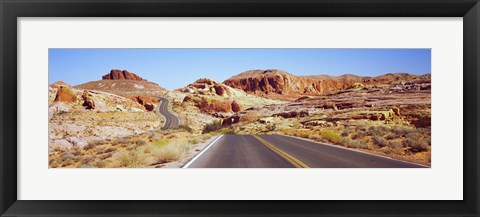 Framed Road passing through the Valley of Fire State Park, Nevada, USA Print