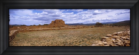 Framed Landscape view of Pecos Pueblo mission church ruins, Pecos National Historical Park, New Mexico, USA Print