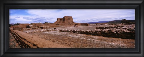 Framed Landscape view of church ruins, Pecos National Historical Park, New Mexico, USA Print