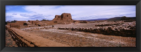 Framed Landscape view of church ruins, Pecos National Historical Park, New Mexico, USA Print