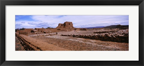 Framed Landscape view of church ruins, Pecos National Historical Park, New Mexico, USA Print
