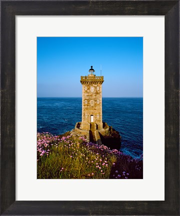 Framed Lighthouse at the coast, Kermorvan Lighthouse, Finistere, Brittany, France Print