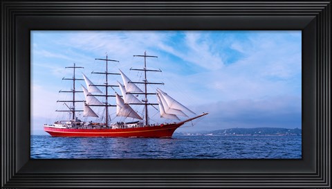 Framed Tall ship regatta in the Baie De Douarnenez, Finistere, Brittany, France Print