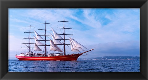 Framed Tall ship regatta in the Baie De Douarnenez, Finistere, Brittany, France Print