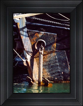 Framed Anchor of a Tall ship in Douarnenez harbor, Finistere, Brittany, France Print