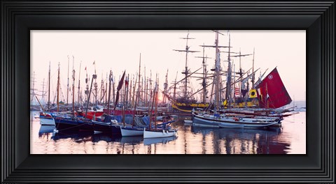 Framed Tall ship in Douarnenez harbor, Finistere, Brittany, France Print