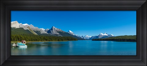 Framed Lake with mountains in the background, Maligne Lake, Jasper National Park, Alberta, Canada Print