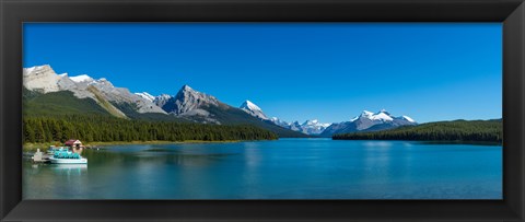 Framed Lake with mountains in the background, Maligne Lake, Jasper National Park, Alberta, Canada Print