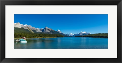 Framed Lake with mountains in the background, Maligne Lake, Jasper National Park, Alberta, Canada Print